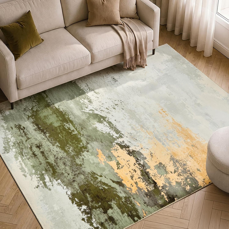 Washable Large Modern Abstract Area Rug Living Room