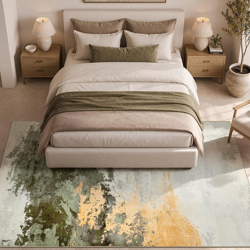 Washable Large Modern Abstract Area Rug Living Room