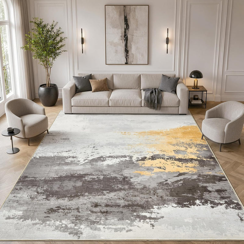 Washable Large Modern Abstract Area Rug Living Room