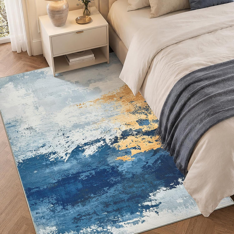 Washable Large Modern Abstract Area Rug Living Room