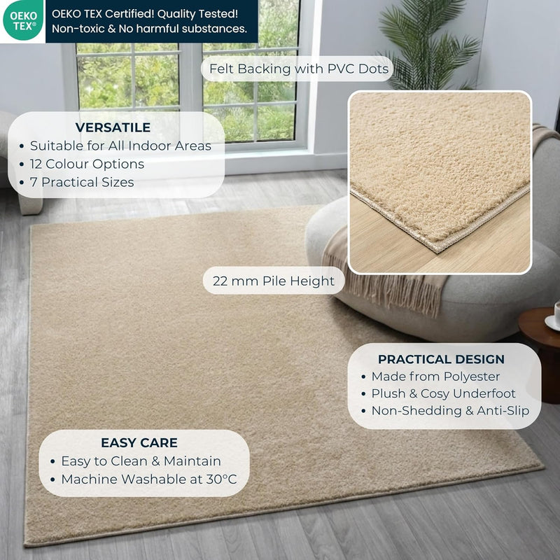 Washable Modern Living Room Rug Polyester Plain