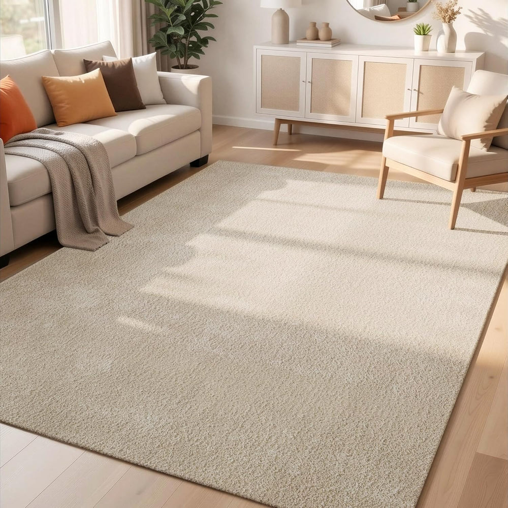 Washable Modern Living Room Rug Polyester Plain