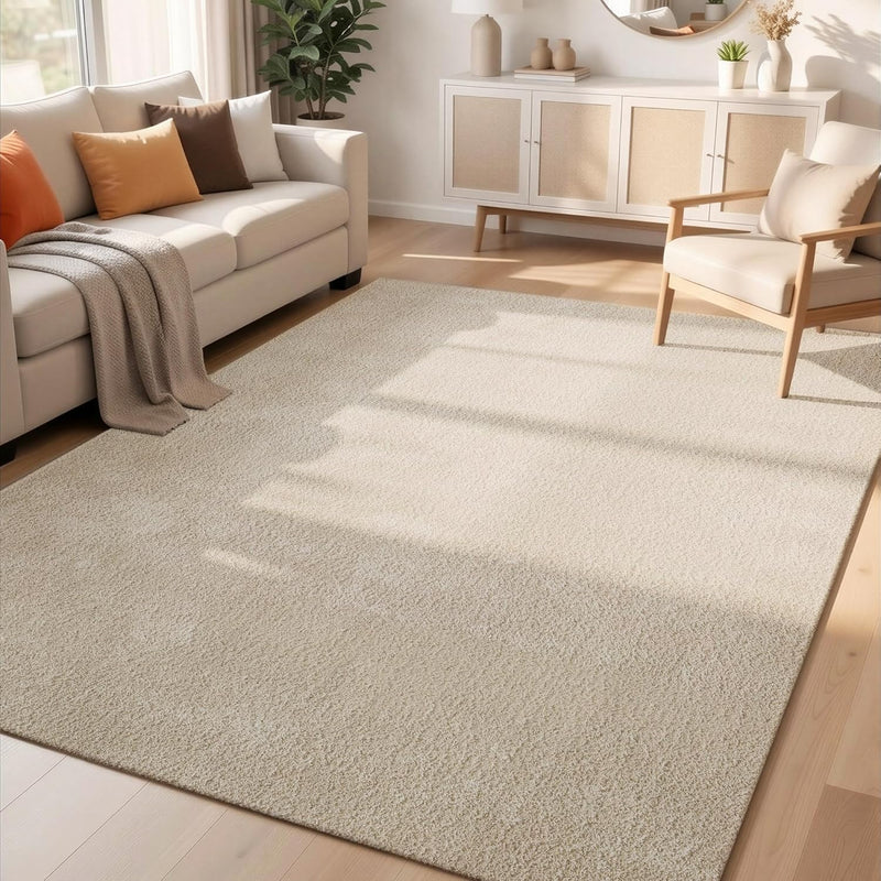 Washable Modern Living Room Rug Polyester Plain