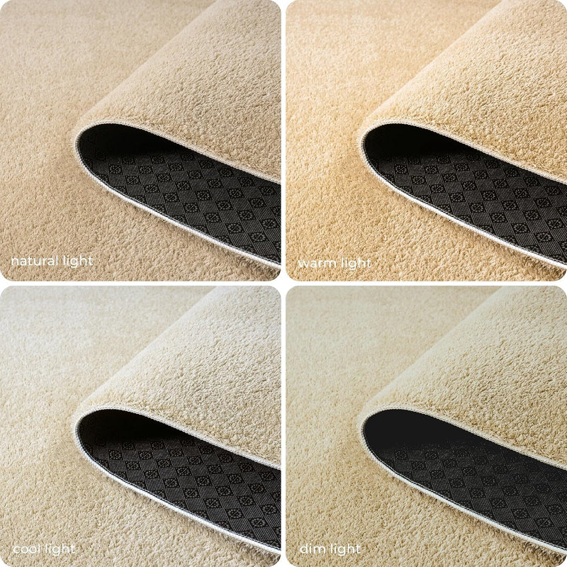 Washable Modern Living Room Rug Polyester Plain