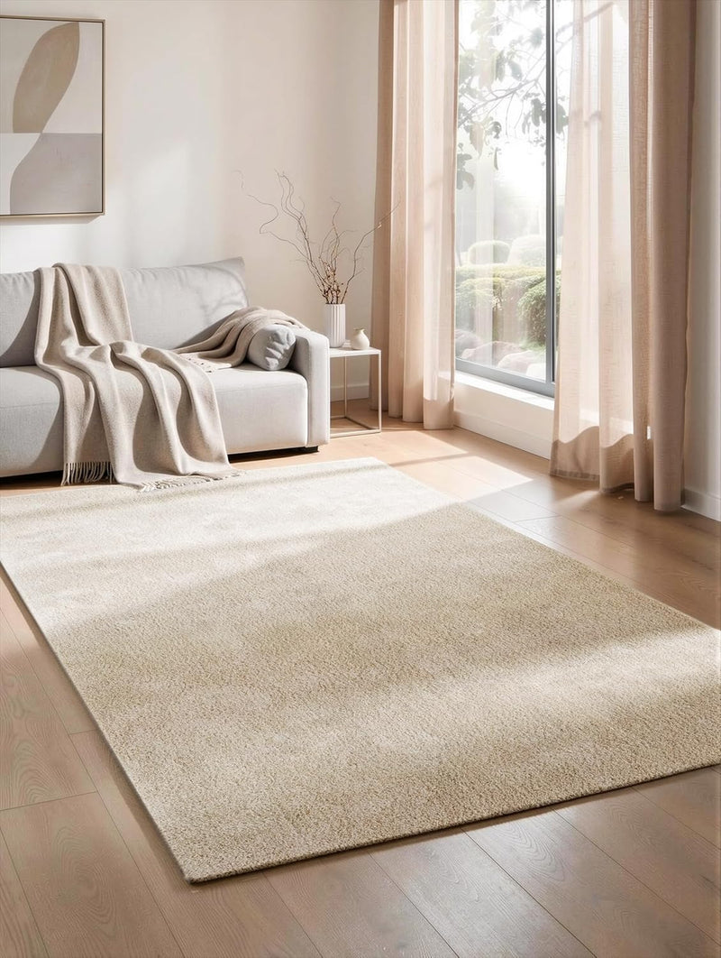 Washable Modern Living Room Rug Polyester Plain