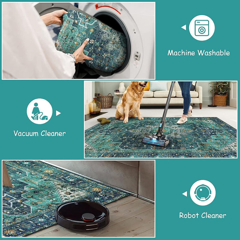 Washable Round Rug 6FT Large Living Room Circle