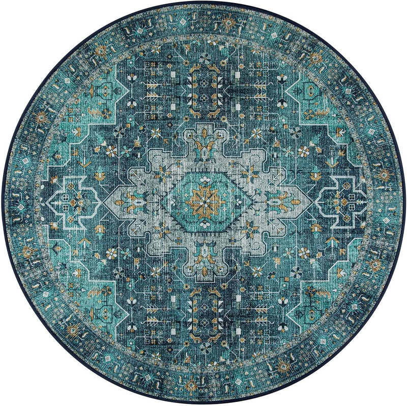 Washable Round Rug 6FT Large Living Room Circle