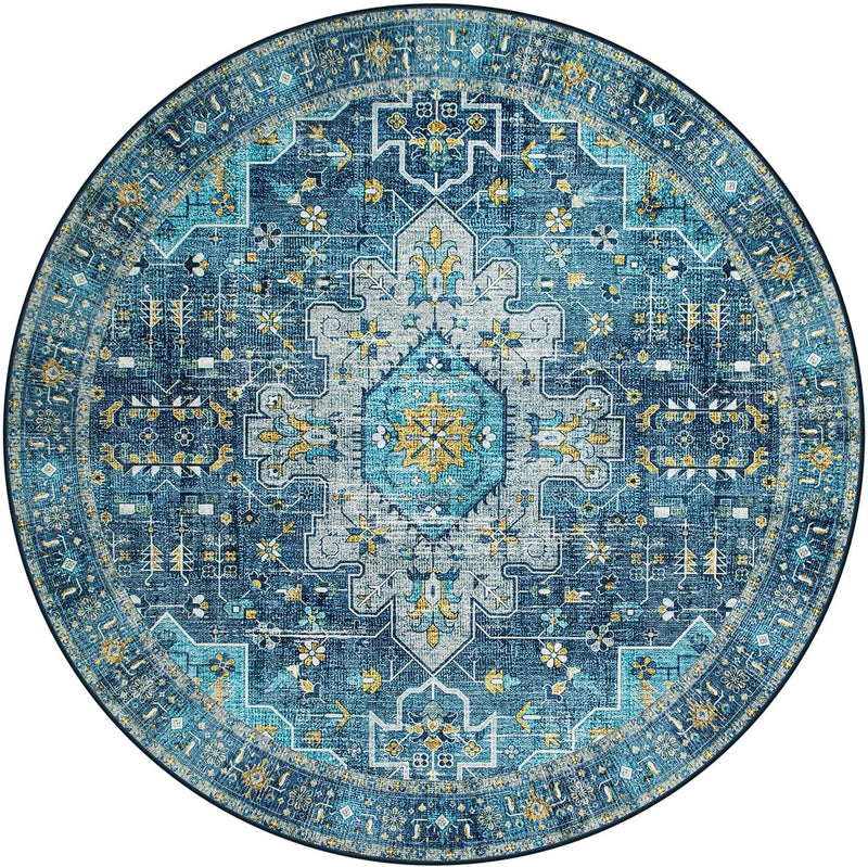 Washable Round Rug 6FT Large Living Room Circle