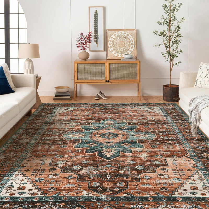 Washable Round Rug 6FT Large Living Room Circle