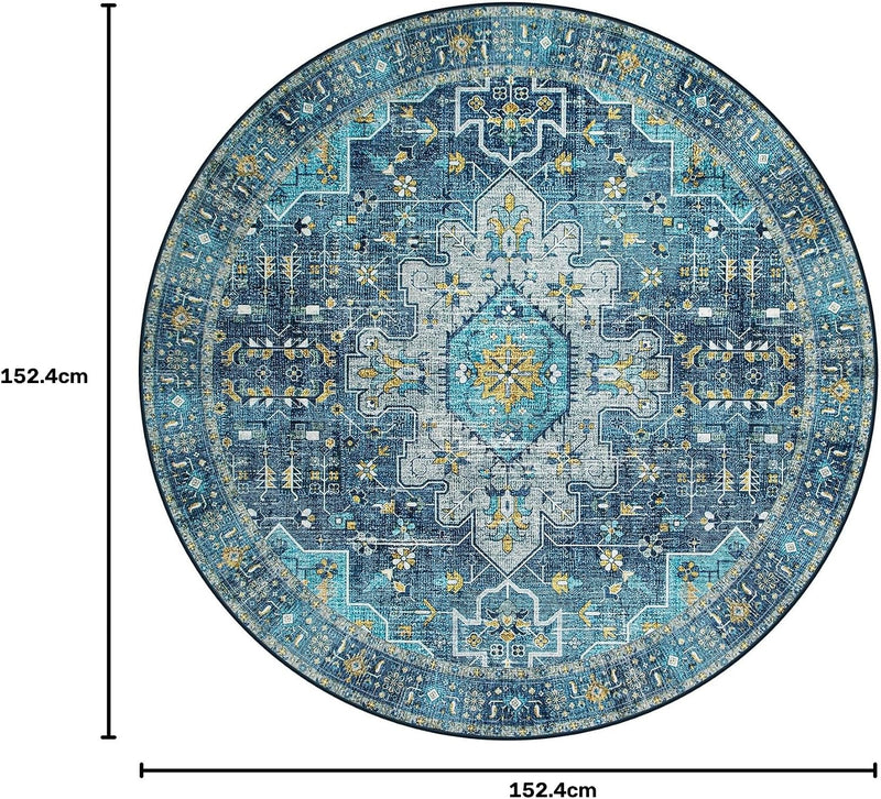 Washable Round Rug 6FT Large Living Room Circle