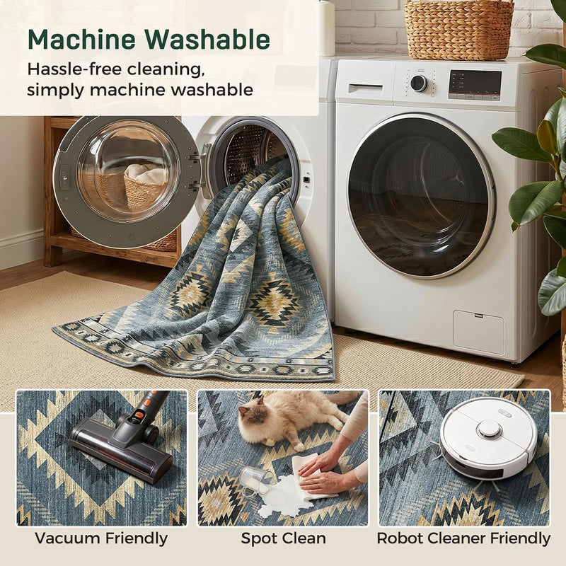 Washable Rug -%63 Cotton Low Pile Carpet
