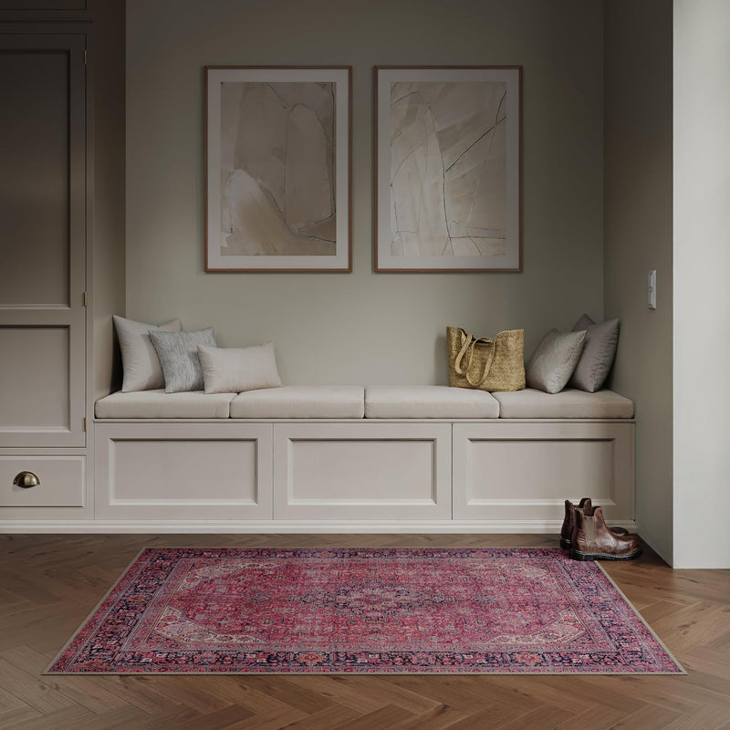 Washable Rug Midsize Aesthetic Crimson 75% Recycled