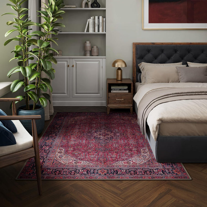 Washable Rug Midsize Aesthetic Crimson 75% Recycled