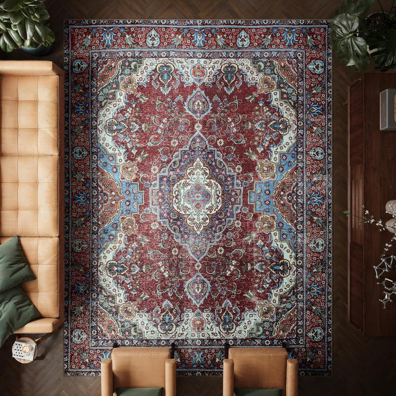 Washable Rug Midsize Aesthetic Crimson 75% Recycled