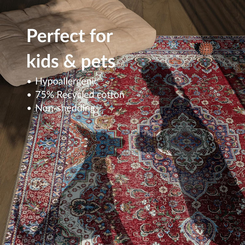 Washable Rug Midsize Aesthetic Crimson 75% Recycled