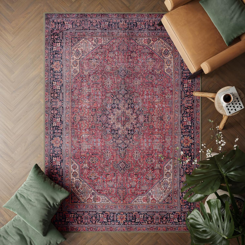 Washable Rug Midsize Aesthetic Crimson 75% Recycled