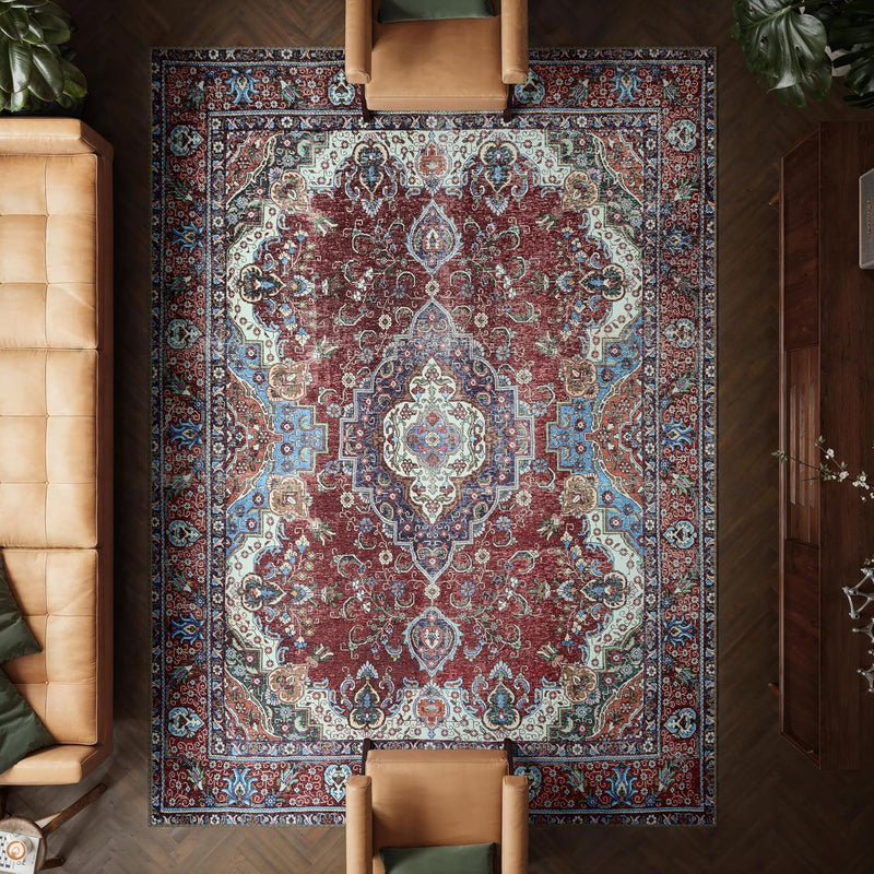 Washable Rug Midsize Aesthetic Crimson 75% Recycled