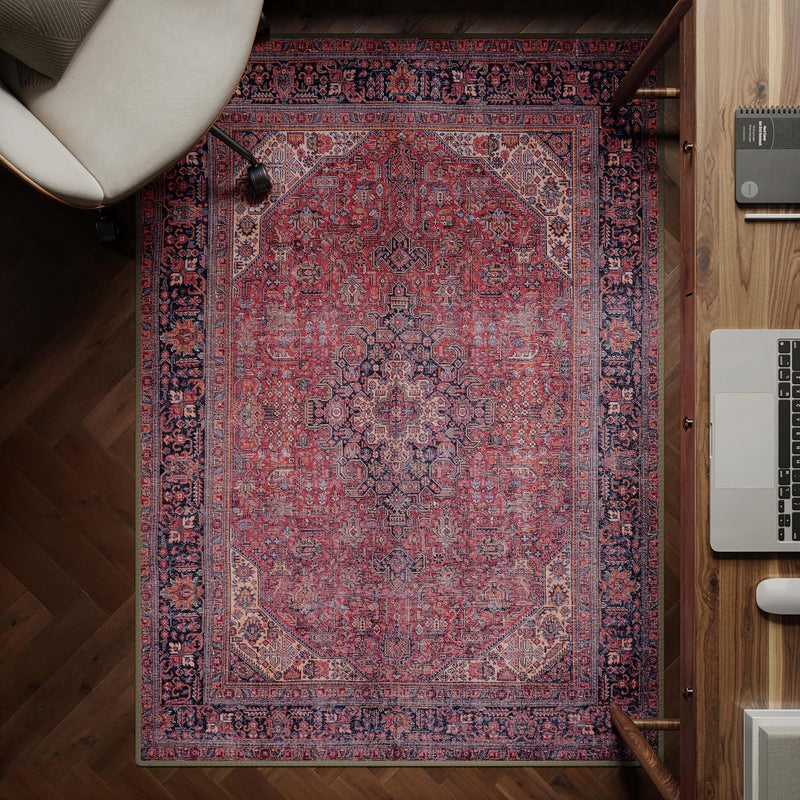 Washable Rug Midsize Aesthetic Crimson 75% Recycled