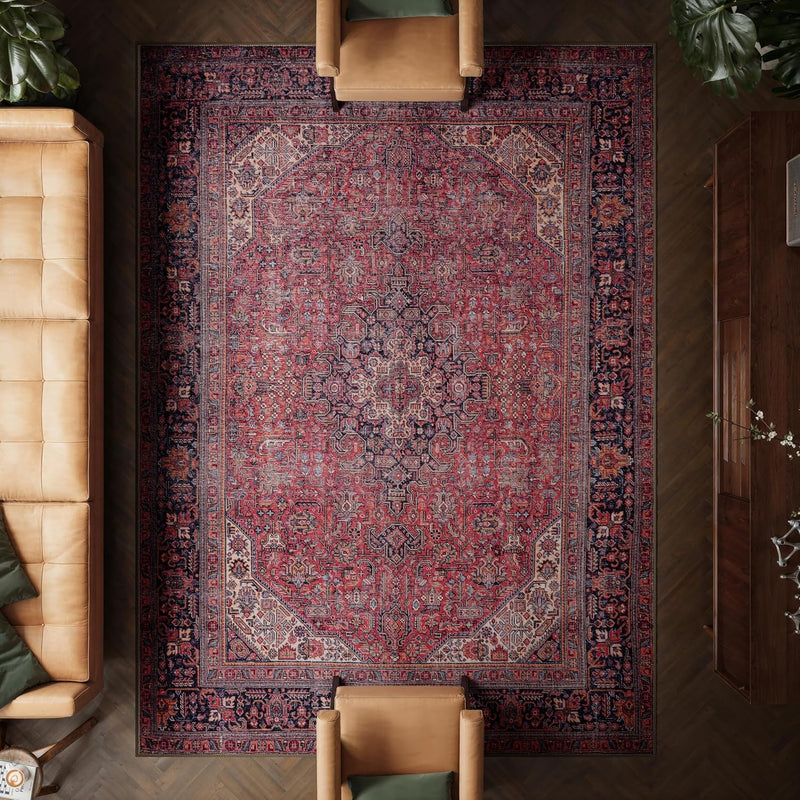 Washable Rug Midsize Aesthetic Crimson 75% Recycled