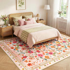 Washable Rug Floral Print Living Room