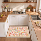 Washable Rug Floral Print Living Room
