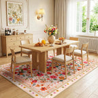 Washable Rug Floral Print Living Room