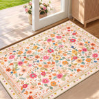 Washable Rug Floral Print Living Room
