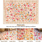 Washable Rug Floral Print Living Room
