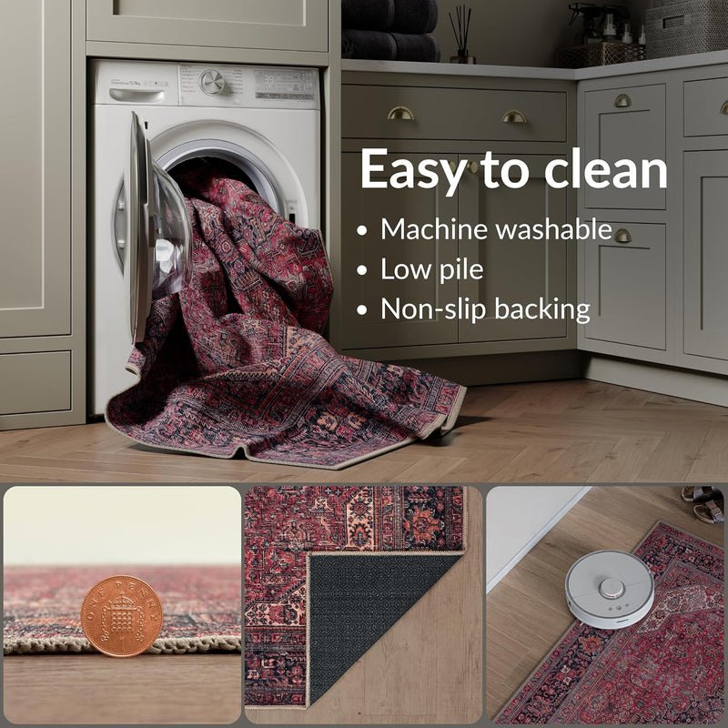 Washable Rug Midsize Aesthetic Crimson 75% Recycled