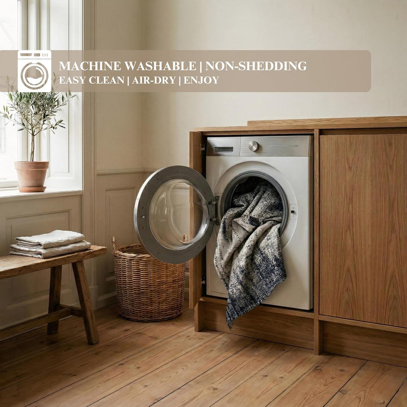 Washable Rug Non-Slip Backing Short Pile Non-Shedding