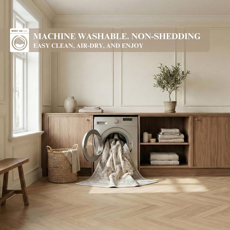 Washable Rug Non-Slip Backing Short Pile Non-Shedding