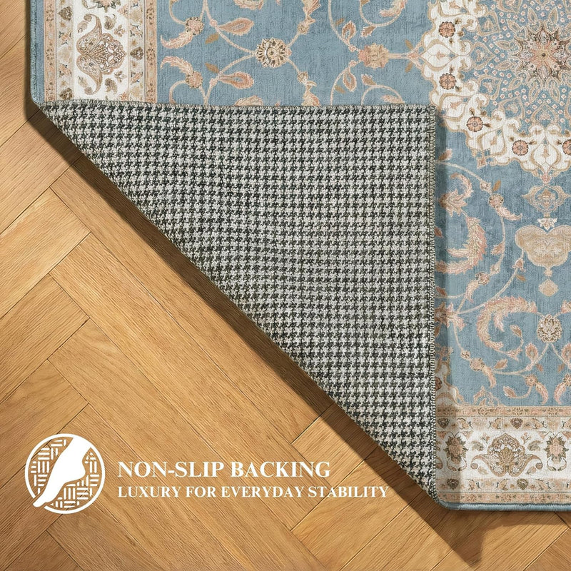 Washable Rug Non-Slip Backing Short Pile Non-Shedding