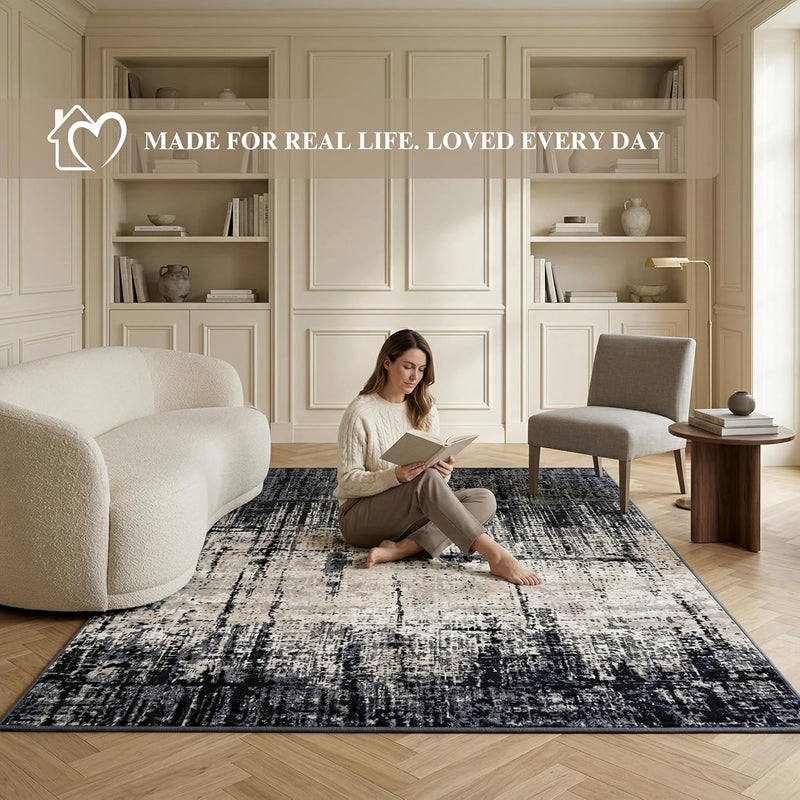 Washable Rug Non-Slip Backing Short Pile Non-Shedding