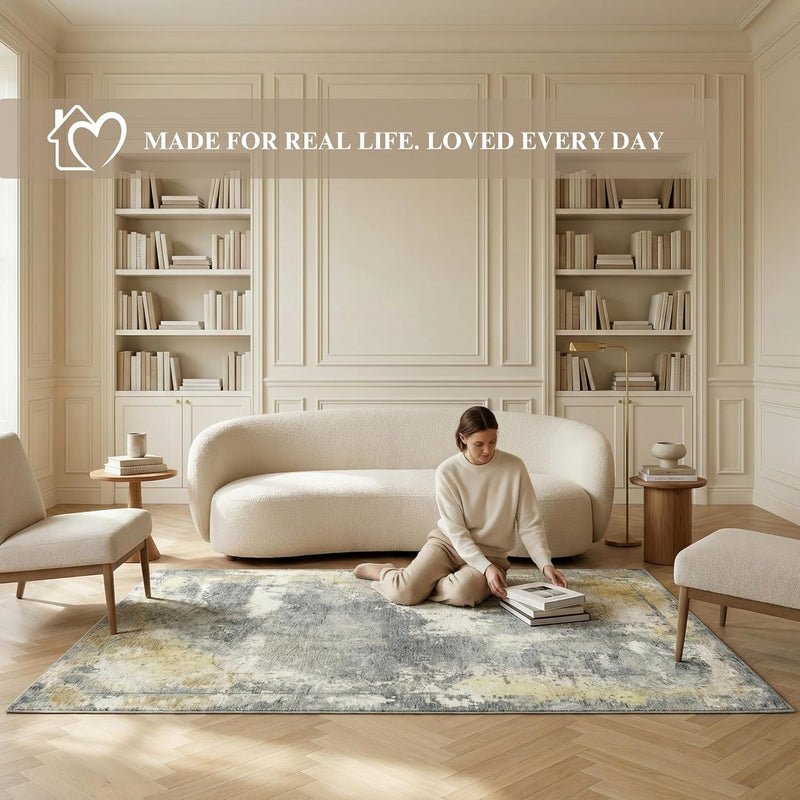 Washable Rug Non-Slip Backing Short Pile Non-Shedding