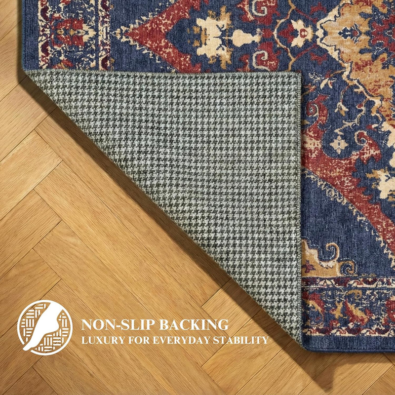 Washable Rug Non-Slip Backing Short Pile Non-Shedding