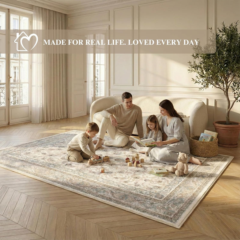 Washable Rug Non-Slip Backing Short Pile Non-Shedding