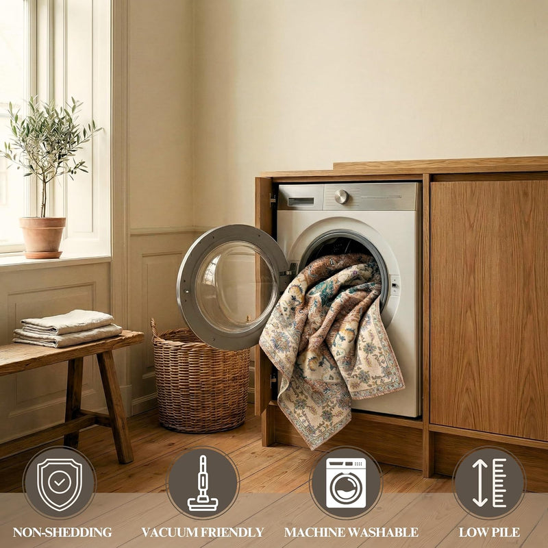 Washable Rug Non-Slip Backing Short Pile Non-Shedding