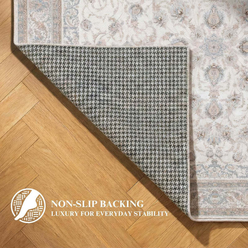 Washable Rug Non-Slip Backing Short Pile Non-Shedding