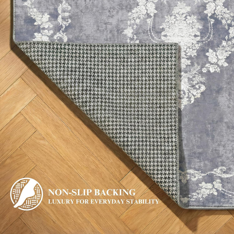 Washable Rug Non-Slip Backing Short Pile Non-Shedding
