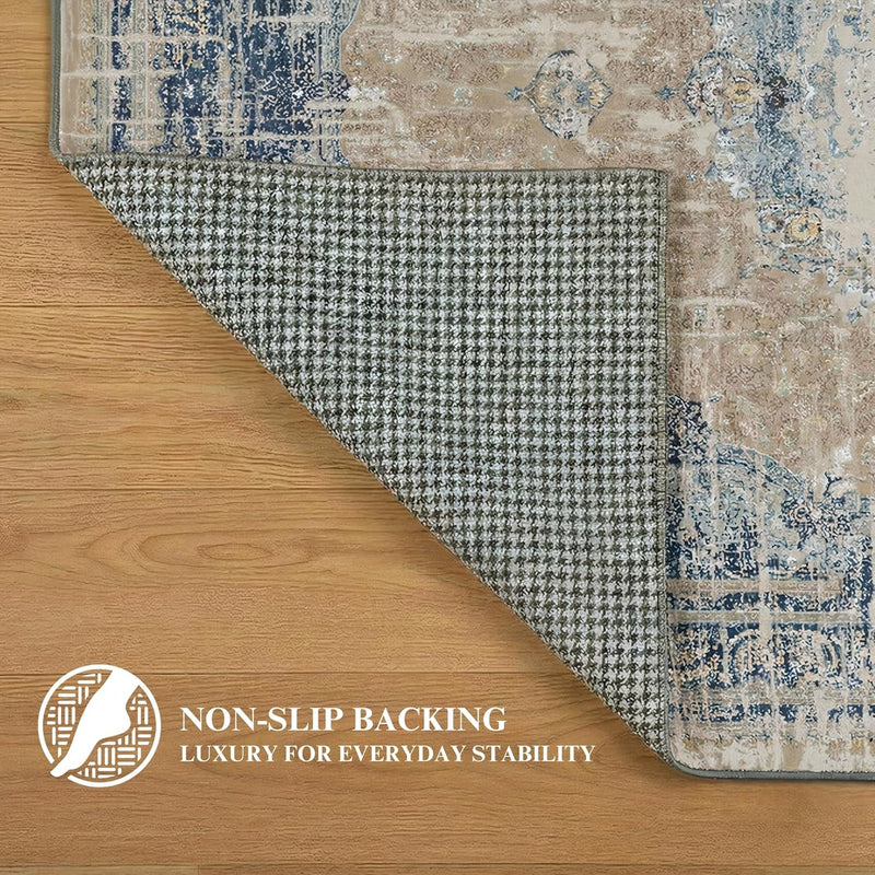 Washable Rug Non-Slip Backing Short Pile Non-Shedding