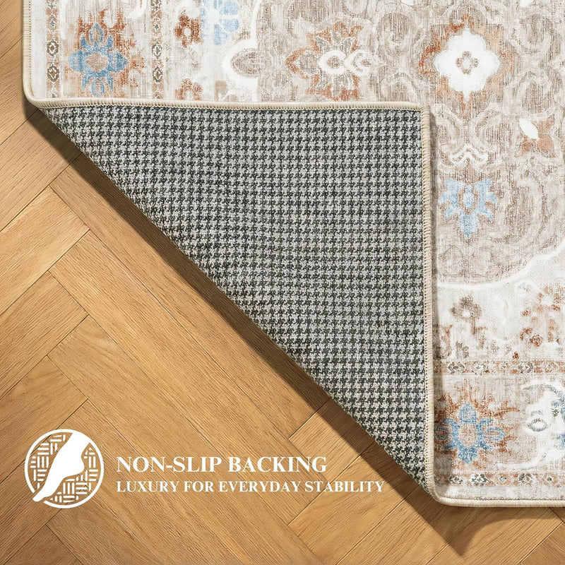 Washable Rug Non-Slip Backing Short Pile Non-Shedding