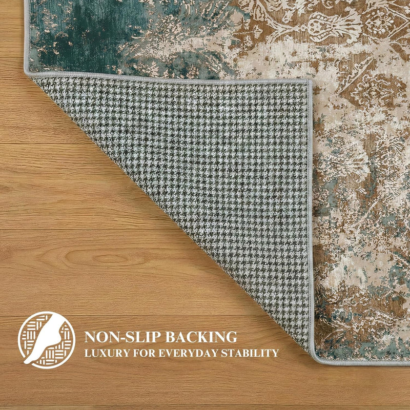 Washable Rug Non-Slip Backing Short Pile Non-Shedding