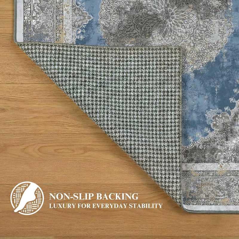 Washable Rug Non-Slip Backing Short Pile Non-Shedding