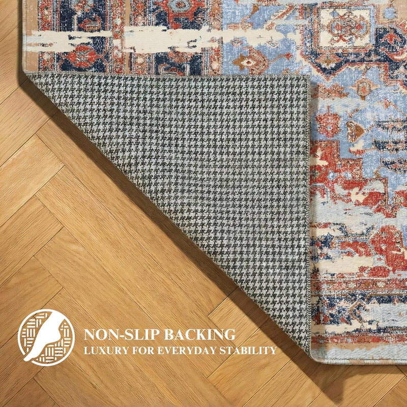 Washable Rug Non-Slip Backing Short Pile Non-Shedding