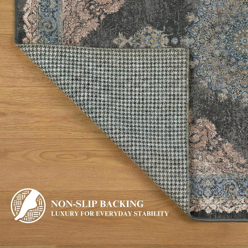 Washable Rug Non-Slip Backing Short Pile Non-Shedding