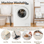 Washable Rug Non-Slip Low Pile Floral