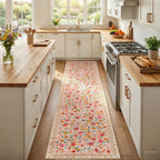 Washable Rug Non-Slip Low Pile Floral