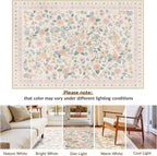 Washable Rug Non-Slip Low Pile Floral
