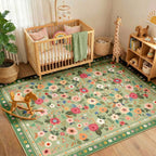 Washable Rug Non-Slip Low Pile Floral