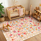Washable Rug Non-Slip Low Pile Floral